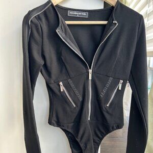 Maniere de voir zip detail bodysuit black